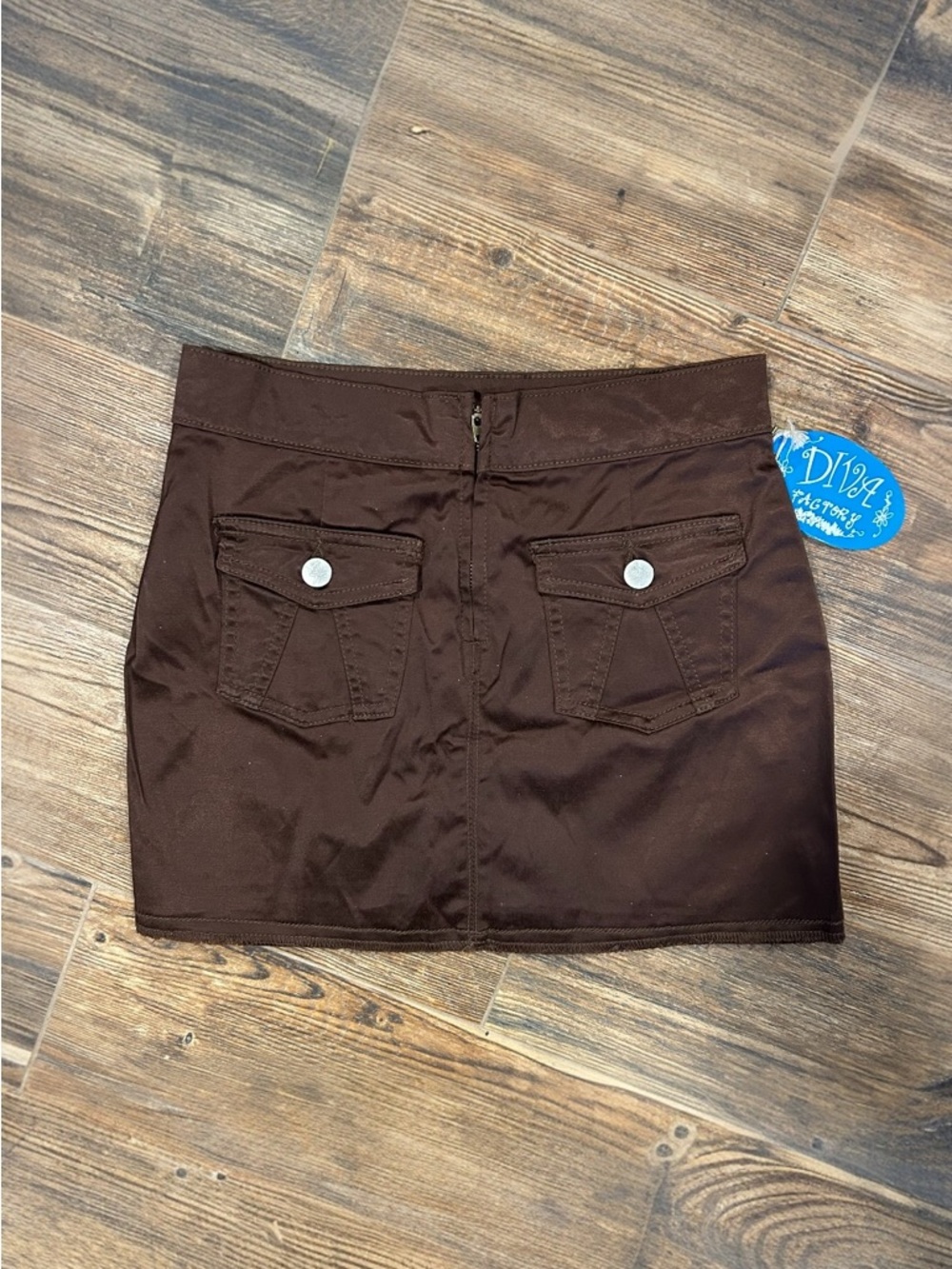 DIVA Y2K Brown Pleated Mini Skirt | Low Rise Schoolgirl Style NWT - Picture 5 of 6
